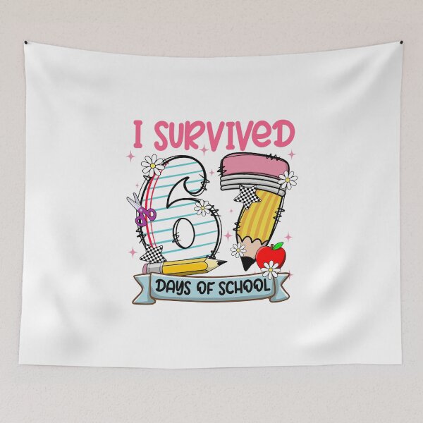 Item preview, Cute Couquette I Survived Six Sven Day Of School, Back To School , Genz Slang, Funny Teacher designed and sold by vintagearttee.