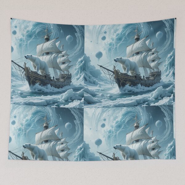 Item preview, Celestial Polar Bear Voyage – Surreal Winter Fantasy Adventure designed and sold by PixelVibe782.