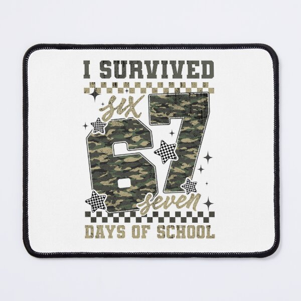 Item preview, Checkered Camo I Survived Six Sven Day Of School, Funny Meme, Genz Slang designed and sold by vintagearttee.