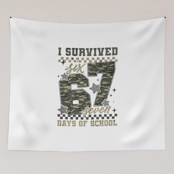 Item preview, Checkered Camo I Survived Six Sven Day Of School, Funny Meme, Genz Slang designed and sold by vintagearttee.