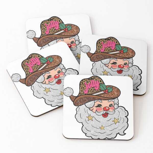 Item preview, Glitter Leopard Skin Cowboy Santa Claus , Merry Christmas, Holly Jolly, Winter Season designed and sold by vintagearttee.
