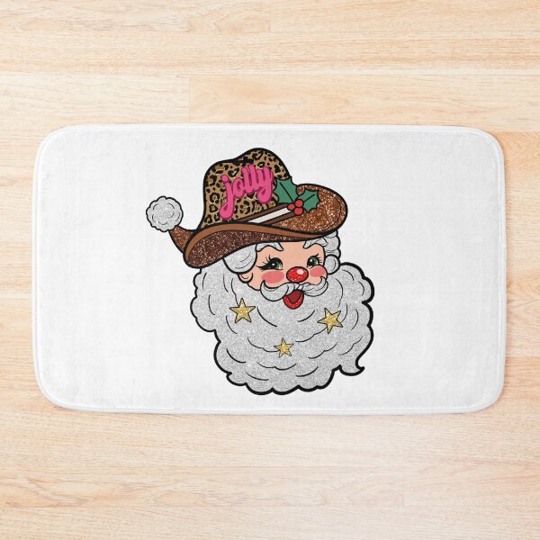 Item preview, Glitter Leopard Skin Cowboy Santa Claus , Merry Christmas, Holly Jolly, Winter Season designed and sold by vintagearttee.