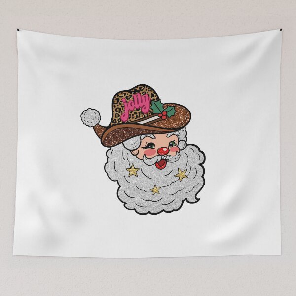 Item preview, Glitter Leopard Skin Cowboy Santa Claus , Merry Christmas, Holly Jolly, Winter Season designed and sold by vintagearttee.