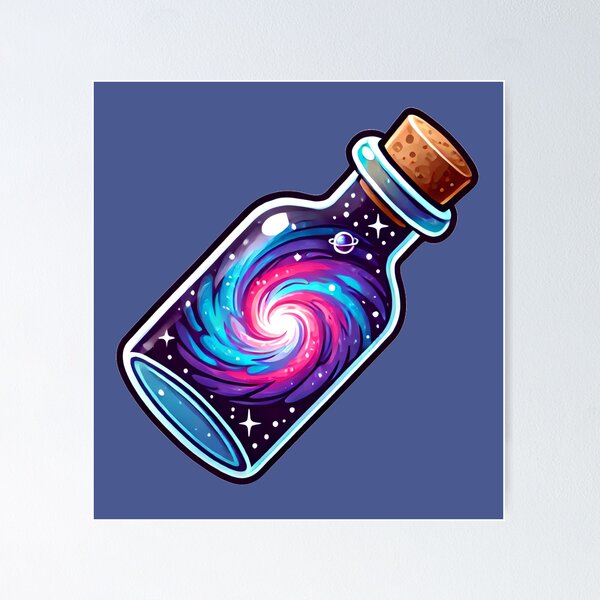 Item preview, Cosmic Galaxy Swirl Contained Inside Mystical Glass Bottle designed and sold by PinUpPizzazz.