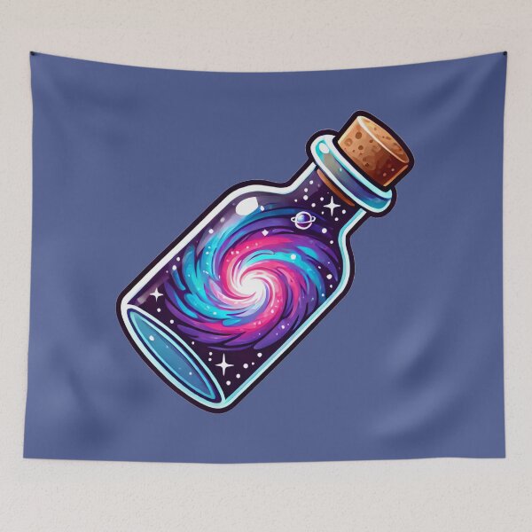 Item preview, Cosmic Galaxy Swirl Contained Inside Mystical Glass Bottle designed and sold by PinUpPizzazz.
