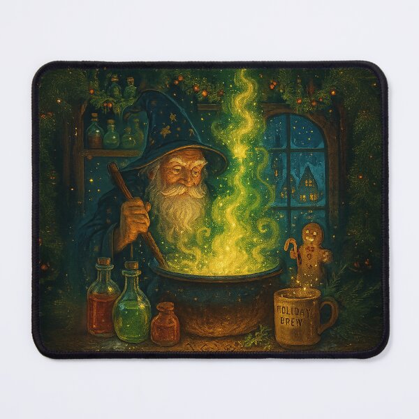 Item preview, Wizard’s Holiday Brew – Christmas Magic Cauldron Art designed and sold by AlcheArtsStudio.