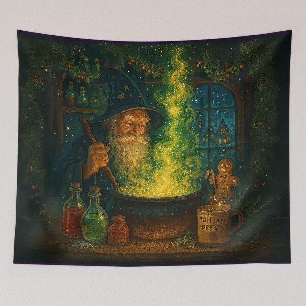 Item preview, Wizard’s Holiday Brew – Christmas Magic Cauldron Art designed and sold by AlcheArtsStudio.