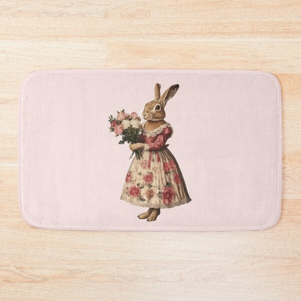 Item preview, Vintage Illustration of Lady Rabbit With Flowers designed and sold by KeksWorkroom.