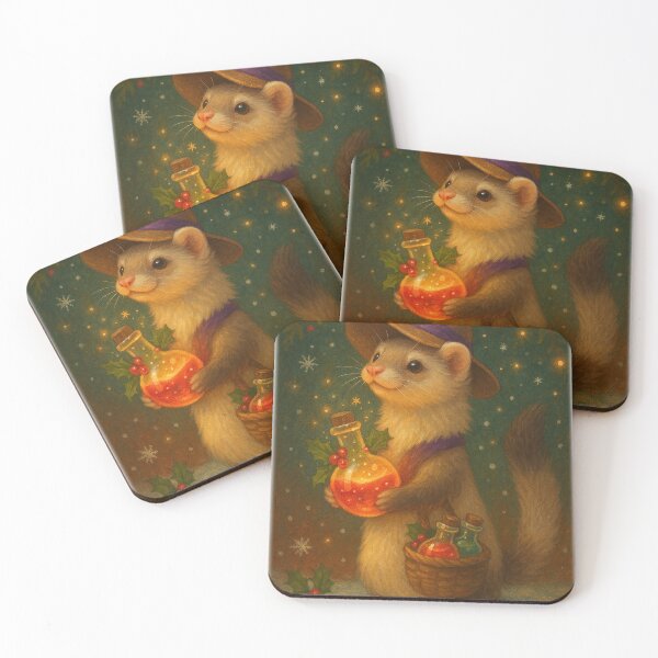 Item preview, North Pole Alchemist Ferret – Christmas Potion Maker designed and sold by AlcheArtsStudio.