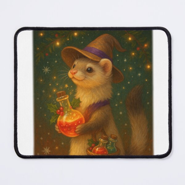Item preview, North Pole Alchemist Ferret – Christmas Potion Maker designed and sold by AlcheArtsStudio.