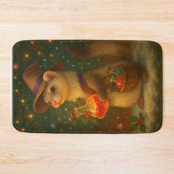 Item preview, North Pole Alchemist Ferret – Christmas Potion Maker designed and sold by AlcheArtsStudio.