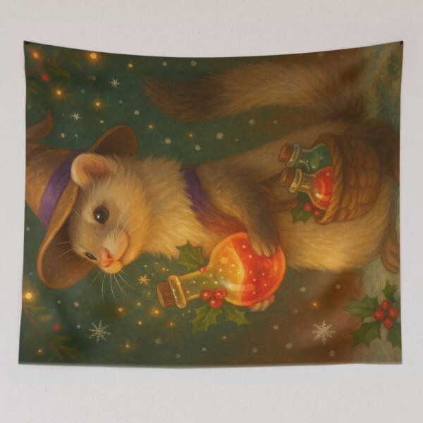 Item preview, North Pole Alchemist Ferret – Christmas Potion Maker designed and sold by AlcheArtsStudio.