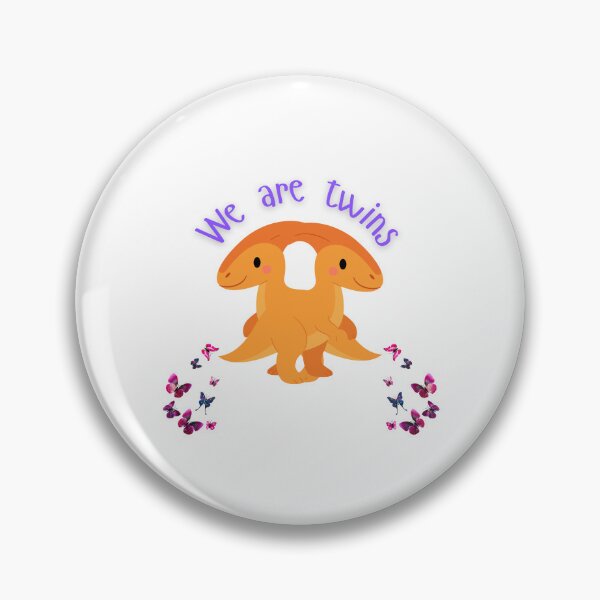Item preview, We Are Twins – Cute Two-Headed Dinosaur Design, Adorable Twin Dino – Fun Cartoon Double-Head Dinosaur, Twin Baby Dinosaur with Butterflies designed and sold by GDbanners.
