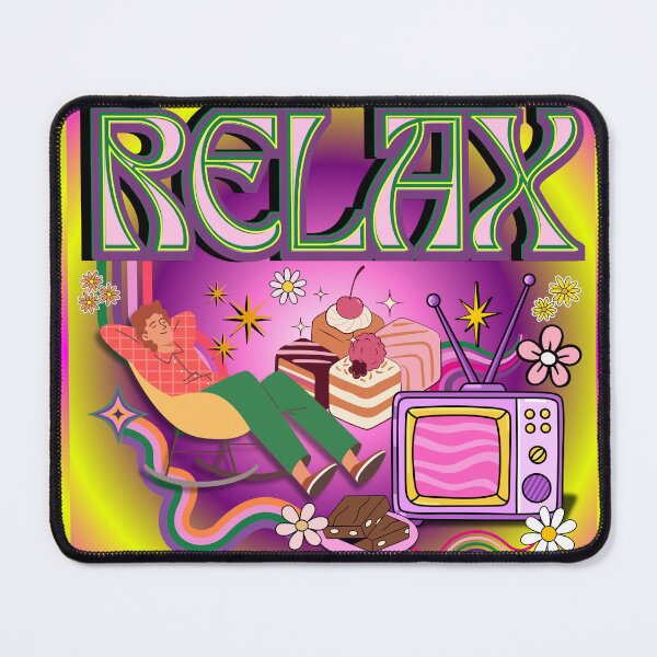 Item preview, RELAX Retro Aesthetic – Chill Vibes Dessert Lounge Illustration designed and sold by Pink Space Studio.