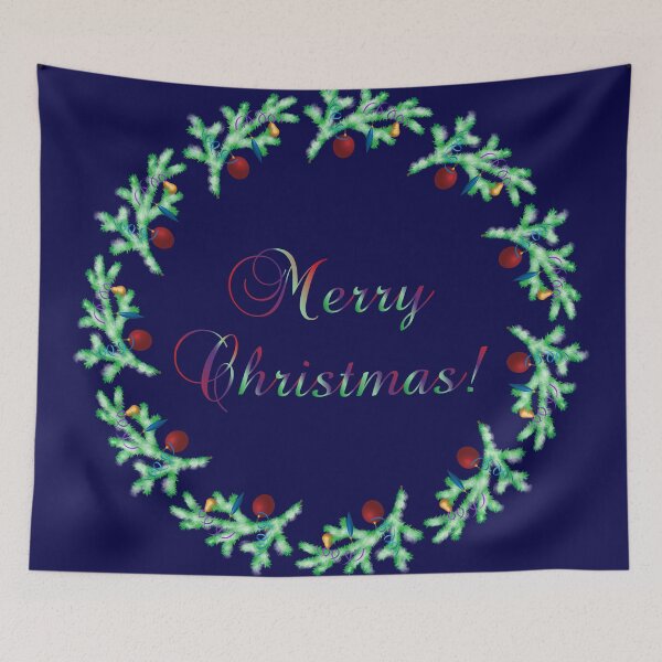 Item preview, Christmas Wreath with Pine Branches and “Merry Christmas!” Lettering designed and sold by ZorianArt.