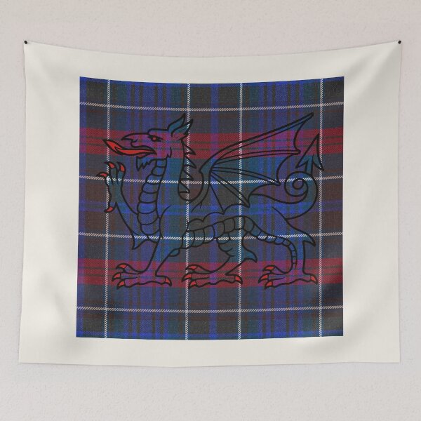Item preview, Hopkins Welsh Tartan – Among the First & y Ddraig Goch - the red dragon v2 designed and sold by WheelieGdArt.