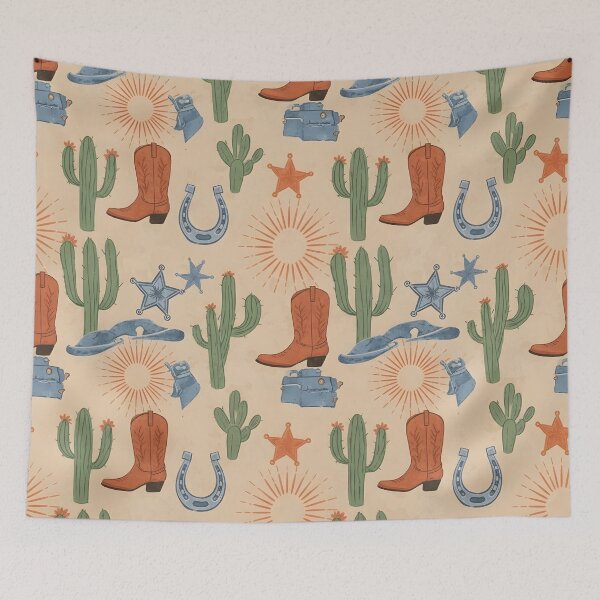 Item preview, Cowboy Desert Icons Pattern designed and sold by Kaleidoscope Print.