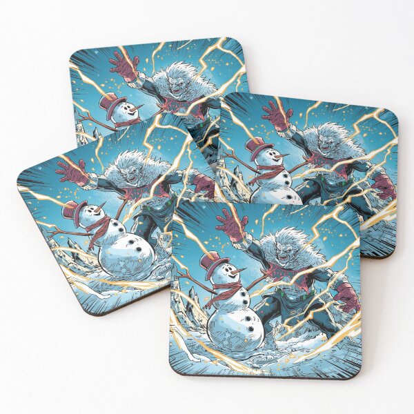Item preview, Fierce Winter Warrior Unleashes Lightning Fury on a Cheerful Snowman designed and sold by Wandara Art & Decor.