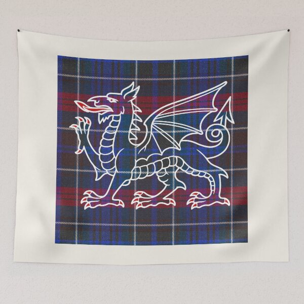 Item preview, Hopkins Welsh Tartan – Among the First & y Ddraig Goch - the red dragon v3 designed and sold by WheelieGdArt.