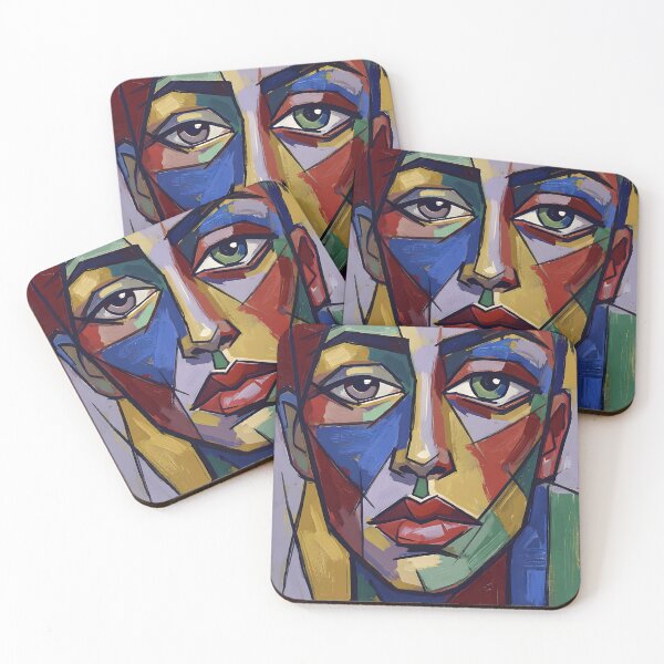 Item preview, Abstract Cubist Face Colorful Modern Art Poster designed and sold by AbstractAuraArt.