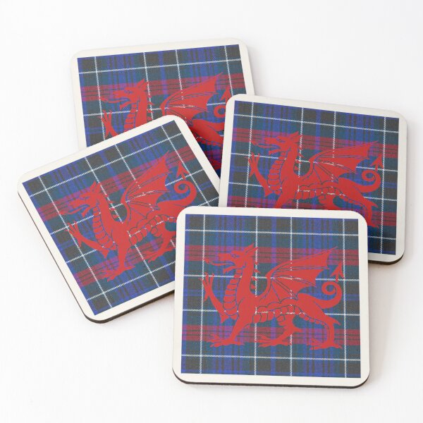Item preview, Hopkins Welsh Tartan – Among the First & y Ddraig Goch - the red dragon v4 designed and sold by WheelieGdArt.