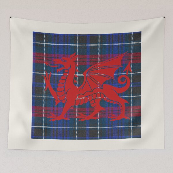 Item preview, Hopkins Welsh Tartan – Among the First & y Ddraig Goch - the red dragon v4 designed and sold by WheelieGdArt.