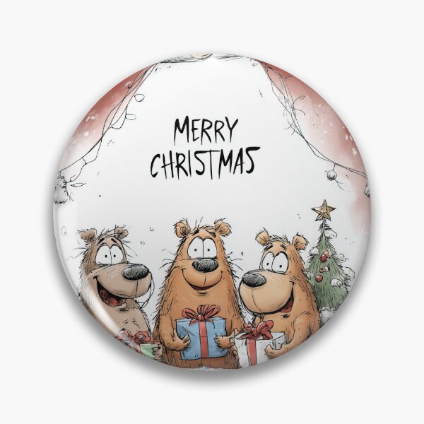 Item preview, Three Funny Bears with Gifts - Merry Christmas Cartoon designed and sold by Lamarcy.