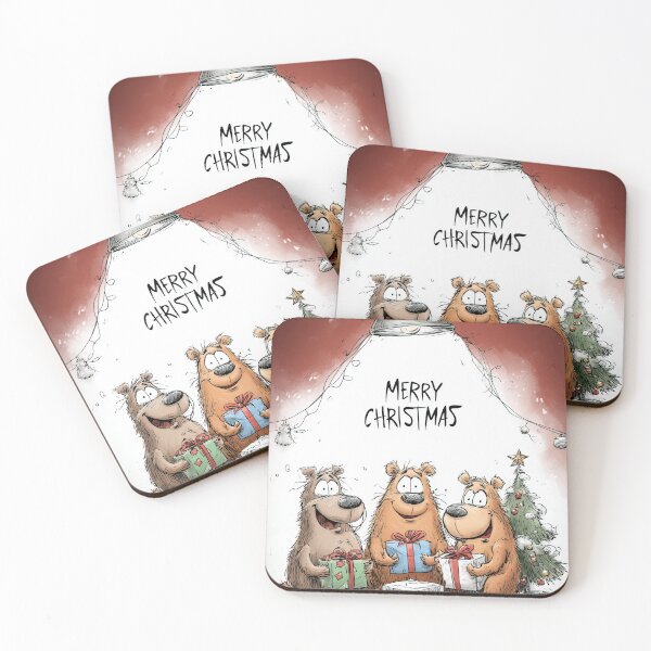 Item preview, Three Funny Bears with Gifts - Merry Christmas Cartoon designed and sold by Lamarcy.