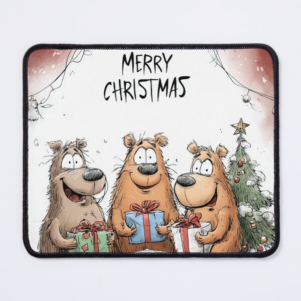 Item preview, Three Funny Bears with Gifts - Merry Christmas Cartoon designed and sold by Lamarcy.