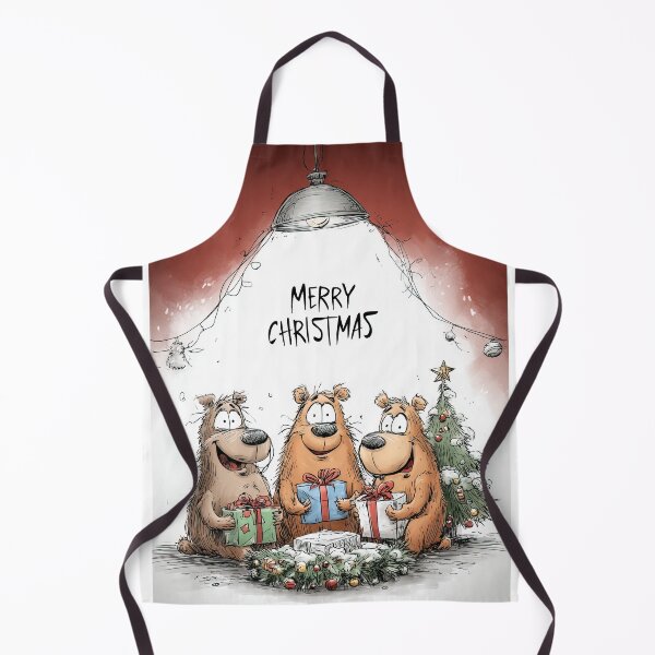 Item preview, Three Funny Bears with Gifts - Merry Christmas Cartoon designed and sold by Lamarcy.