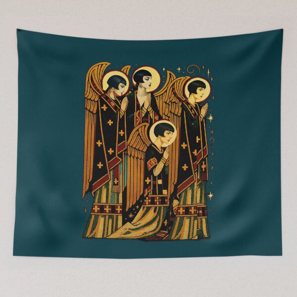 Item preview, Gilded Deco Choir – Flapper Angels in Prayer designed and sold by Sanctum Icons.