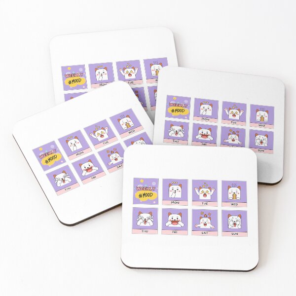Item preview, Weekly Mood Kawaii Cat Chart — Funny Cute Day-to-Day Emotions designed and sold by HBDStudio.