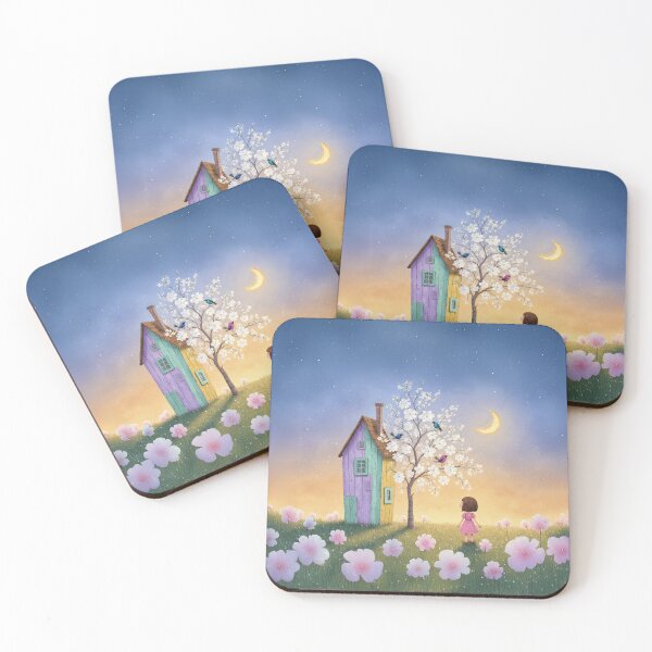 Item preview, Blossom Evening Dream – Little Girl, Pastel House & Moonlit Flowers designed and sold by Whimsical Hug.