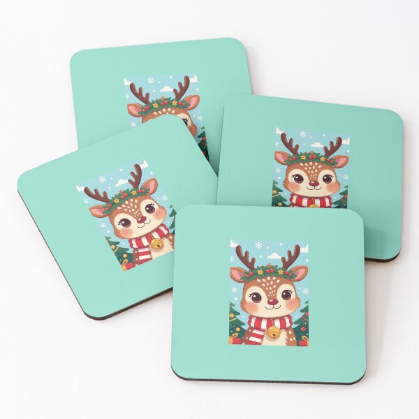 Item preview, Cute Christmas Reindeer – Kawaii Baby Deer Holly Crown designed and sold by Design-Curios.