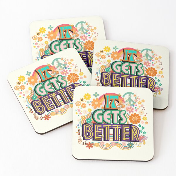 Item preview, It Gets Better Retro Hippie Psychedelic Design – 60s 70s Inspired Positivity Art designed and sold by Pink Space Studio.