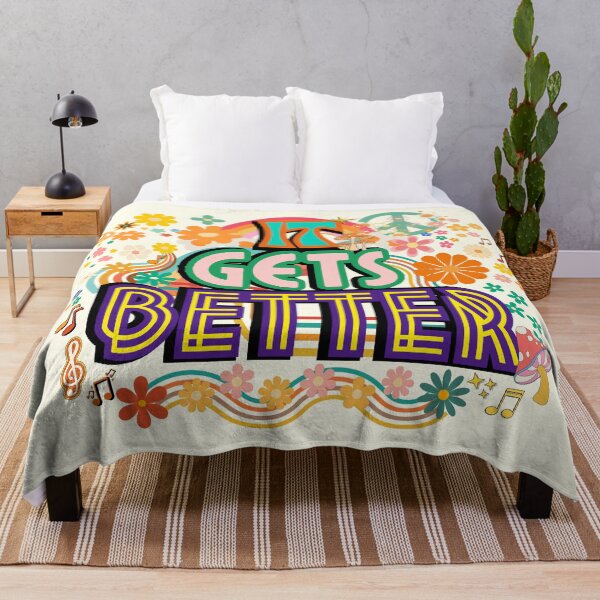 Item preview, It Gets Better Retro Hippie Psychedelic Design – 60s 70s Inspired Positivity Art designed and sold by Pink Space Studio.