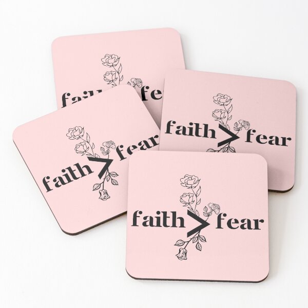 Item preview, Faith > Fear – Inspirational Quote with Roses & Positive Typography designed and sold by Pink Space Studio.