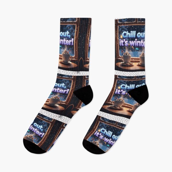 Item preview, Chill Out It’s Winter – Cozy Hot Chocolate & Snowy Window Art designed and sold by AwesomeDigiShop.