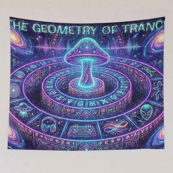 Item preview, The Geometry of Trance - Psychedelic Mushroom & Alien Mandala designed and sold by Hen-C-Art.
