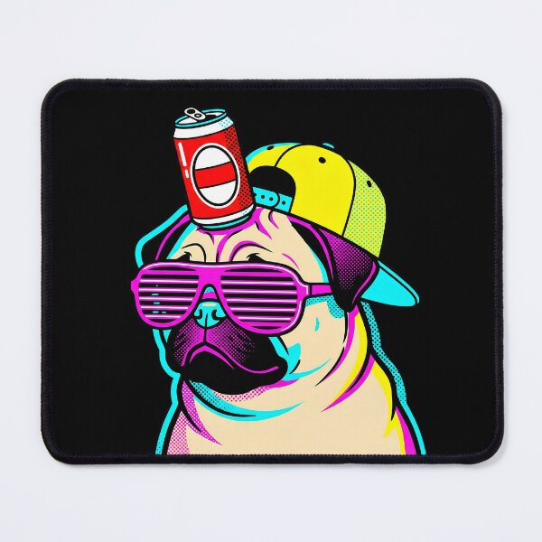 Item preview, Neon Pop Art Pug With Beer Can & Shades – Funny Retro Party Dog Design designed and sold by Imaginationbeyond.