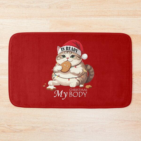 Item preview, ​My Christmas Body Is Ready Cat T-Shirt | Funny Feasting Kitten Gift designed and sold by SylwiaPrint.