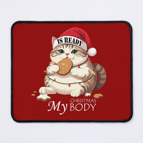 Item preview, My Christmas Body Is Ready Cat T-Shirt | Funny Feasting Kitten Gift designed and sold by SylwiaPrint.