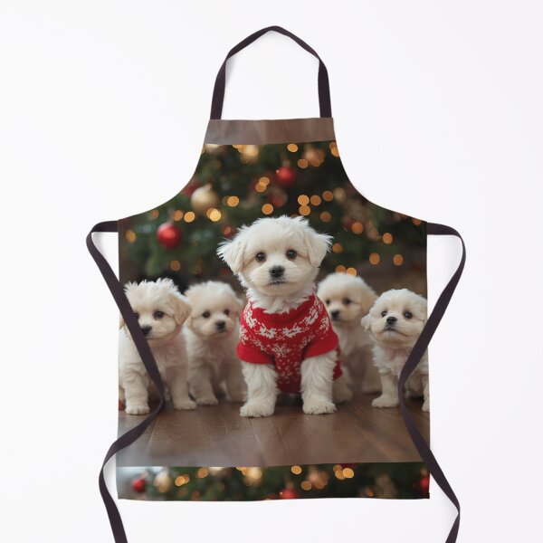 Item preview, Fluffy Holiday Pups – Cozy Christmas Puppy Gathering designed and sold by PixelVibe782.