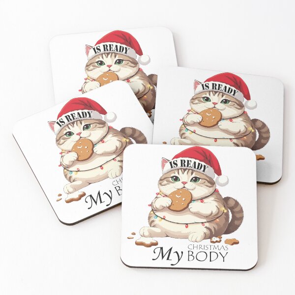 Item preview, ​My Christmas Body Is Ready Cat T-Shirt | Funny Feasting Kitten Gift designed and sold by SylwiaPrint.