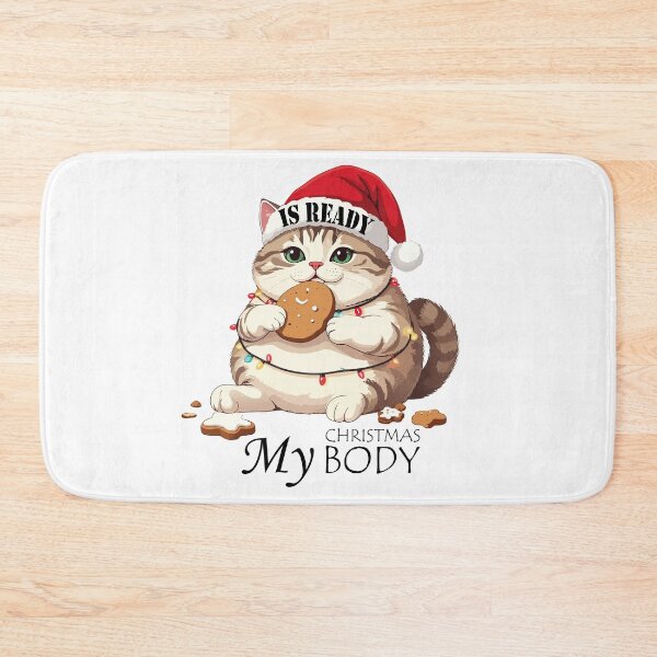 Item preview, ​My Christmas Body Is Ready Cat T-Shirt | Funny Feasting Kitten Gift designed and sold by SylwiaPrint.