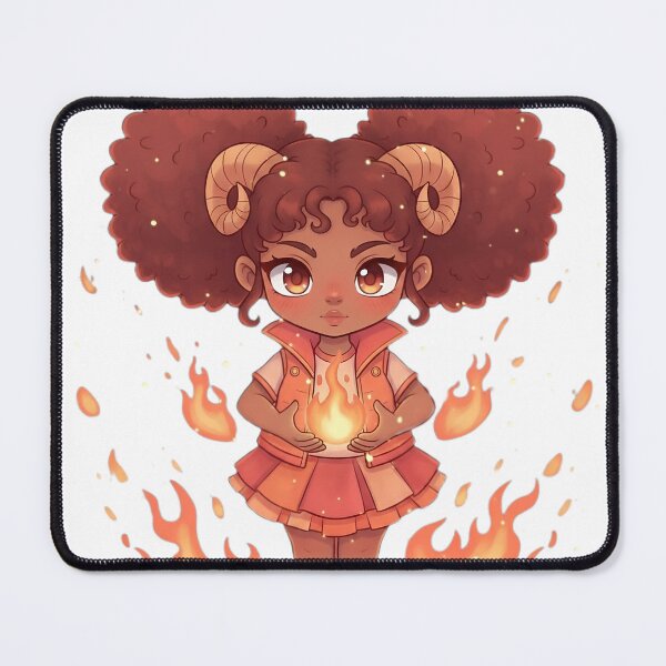 Item preview, Chibi Afro Girl Aries – Kawaii Ram Sign Illustration designed and sold by Luna Studios.