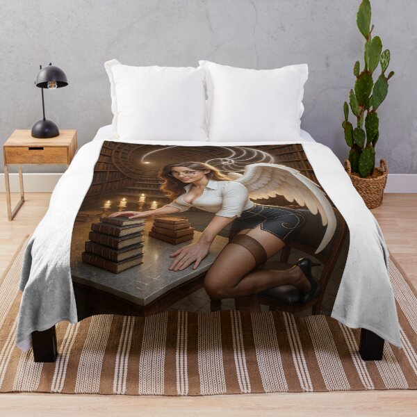 Item preview, Angel woman in library Fibonacci designed and sold by CathryneDelamort.