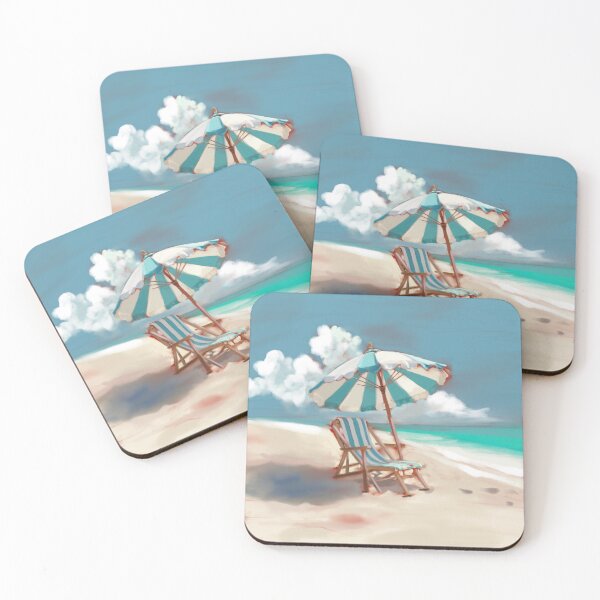 Item preview, Cozy Beach Day – Relaxing Summer Seaside Umbrella & Chair Digital Art designed and sold by jassoart.