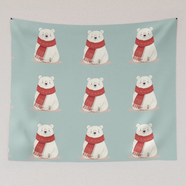 Item preview, Winter Polar Bear with Scarf designed and sold by pixelandpine.