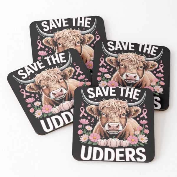 Item preview, Save The UDDERS , Highland Cow Breast Cancer Awareness designed and sold by CareTopping.